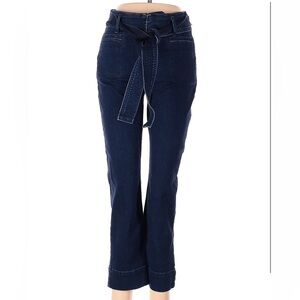 NWOT LOFT Dark Blue  Belted, High  waist straight ankle jeans.